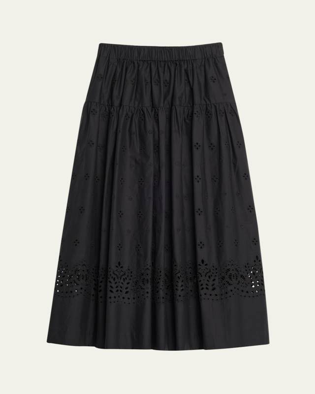 Jay Eyelet Midi Skirt